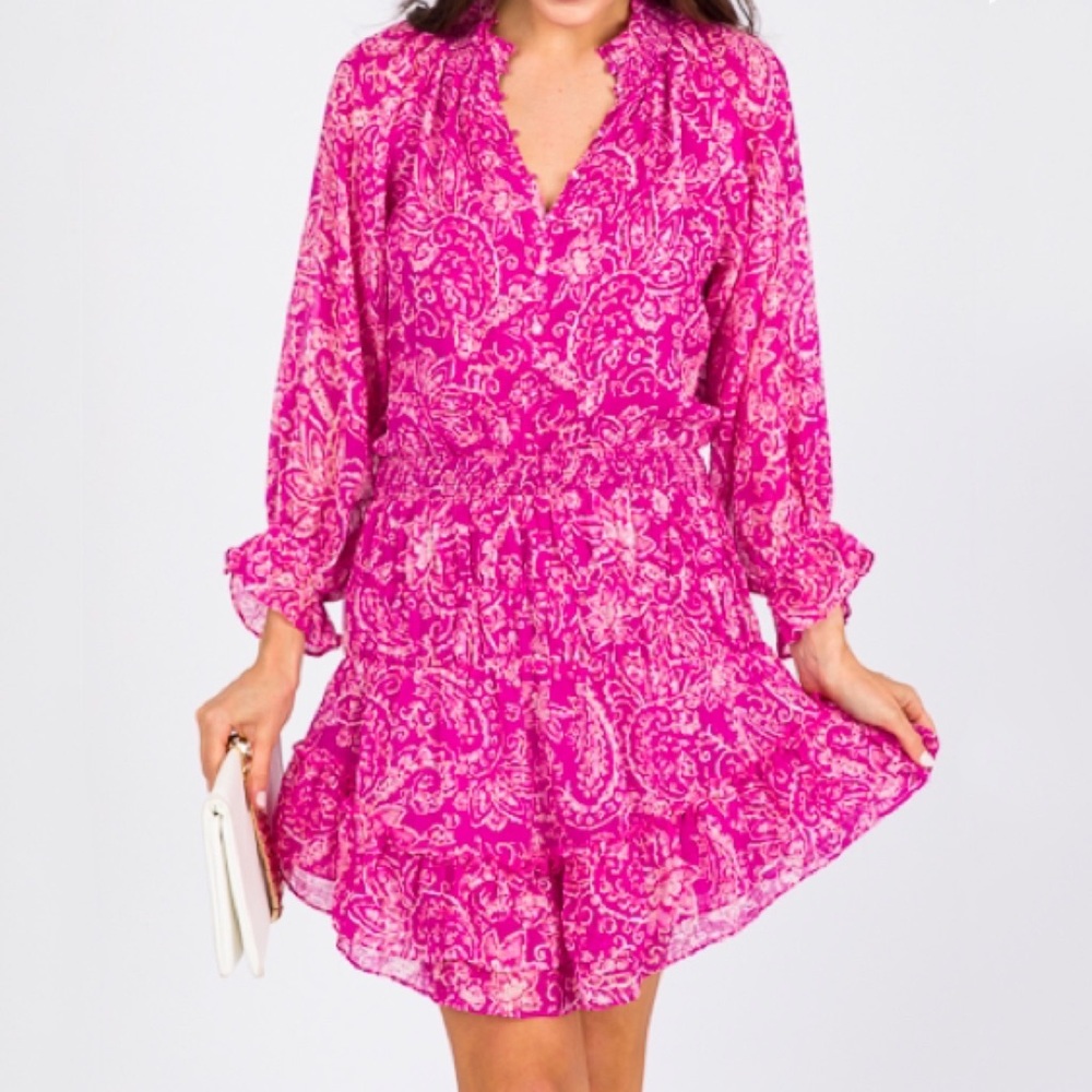 Fate Pink Paisley Mini Dress